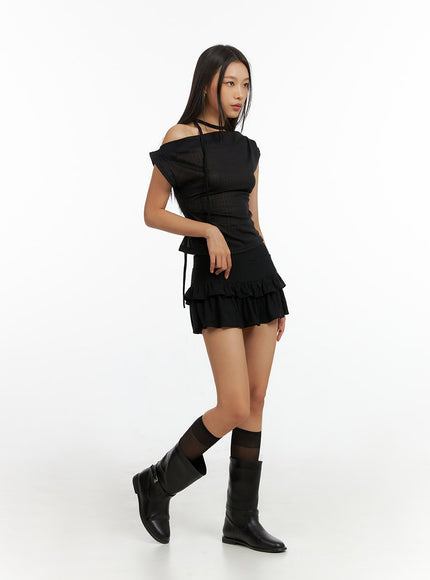 solid-frill-band-mini-skirt-il409