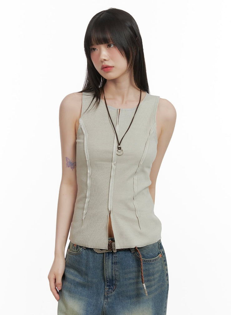 stitching-tank-top-cy414 / Beige