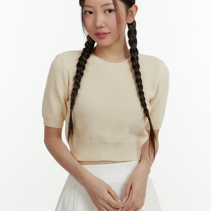 short-sleeve-crop-sweater-oy413 / Beige