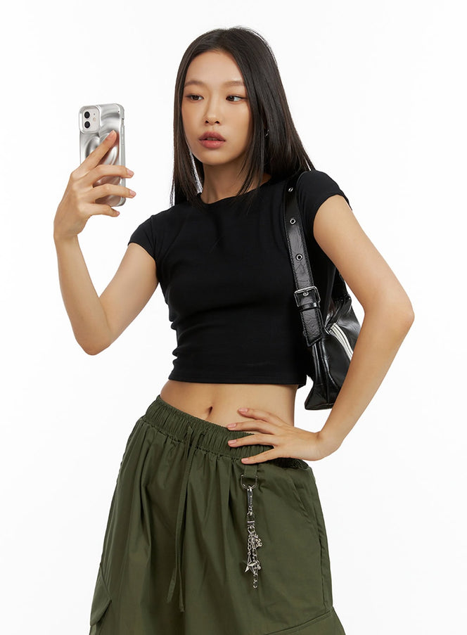 basic-cotton-spice-crop-top-il409 / Black