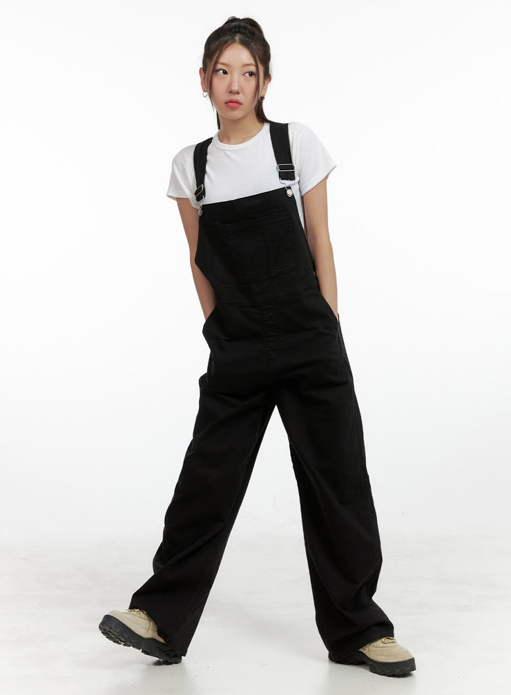 overall-wide-leg-pants-ol408 / Black