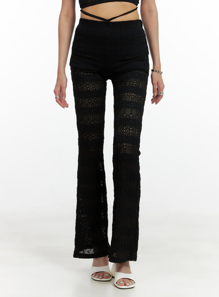 striped-crochet-bootcut-leggings-cl405 / Black