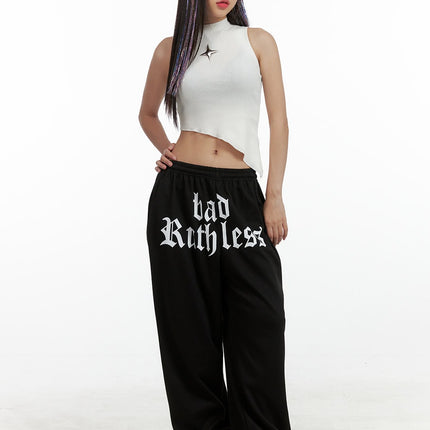 banded-lettering-sweatpants-ol408 / Black