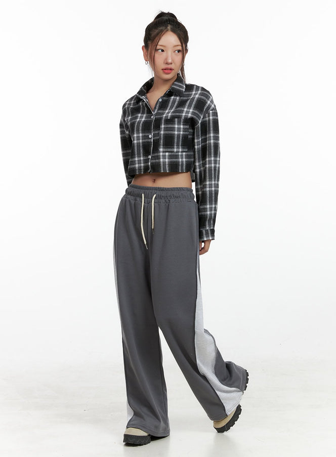 string-color-block-sweatpants-ol408 / dark gray