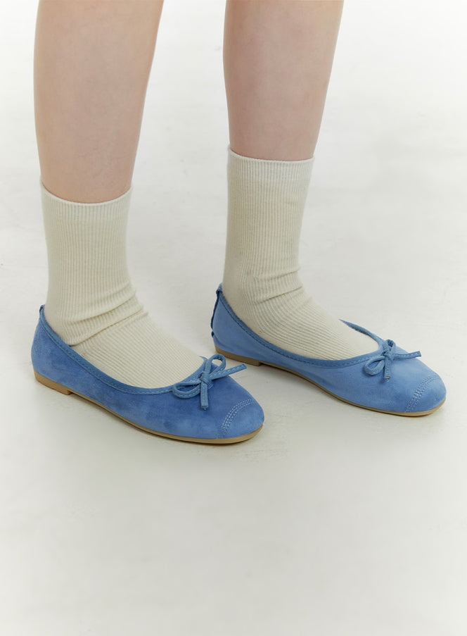 suede-ribbon-flats-oa405 / Blue