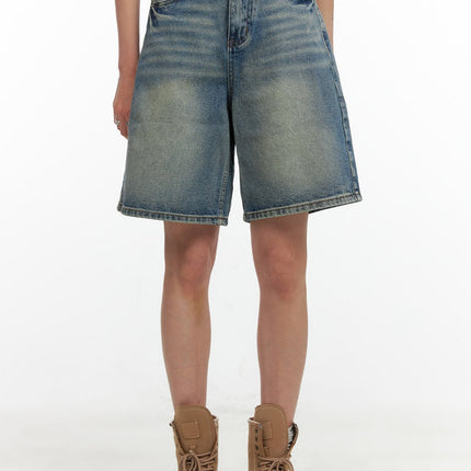 slim-fit-washed-bermuda-jorts-cl405 / Blue