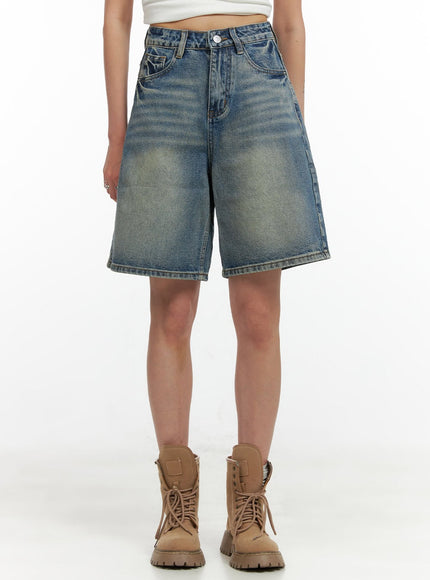 slim-fit-washed-bermuda-jorts-cl405 / Blue