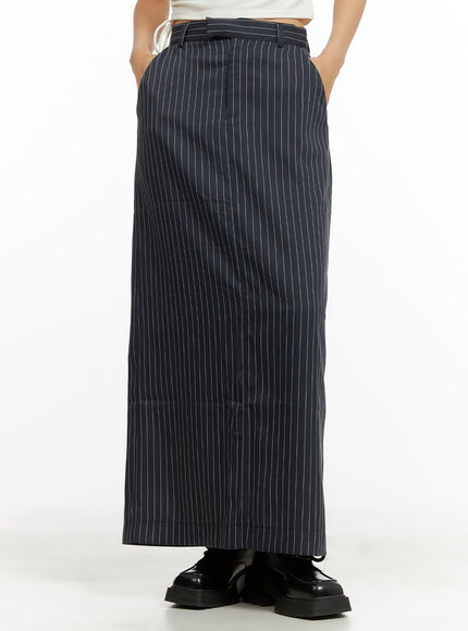 stripe-maxi-skirt-cy423 / Dark blue