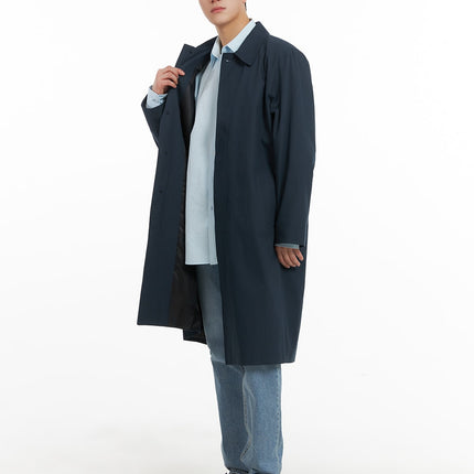 mens-solid-cotton-trench-coat-ia401 / Dark blue