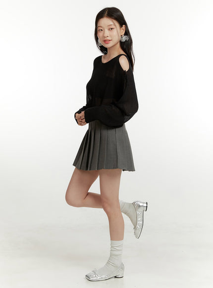 pleated-chic-mini-skirt-ou419 / Dark gray