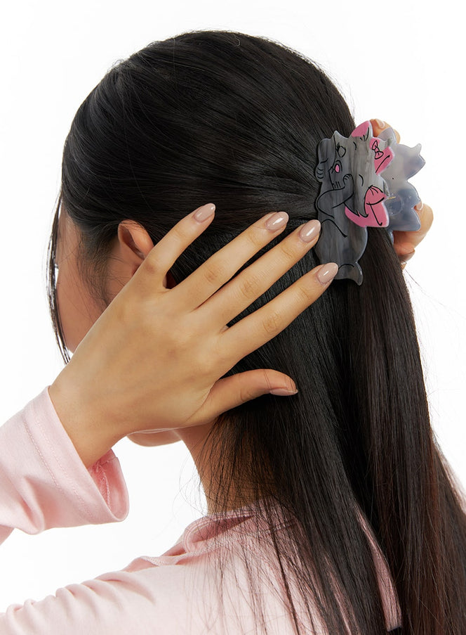 cat-acrylic-hair-clip-if421 / Dark gray