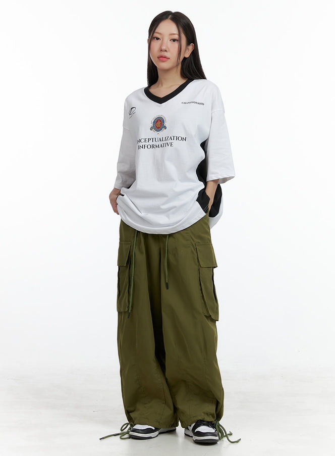 baggy-cargo-pants-ol408 / Dark green