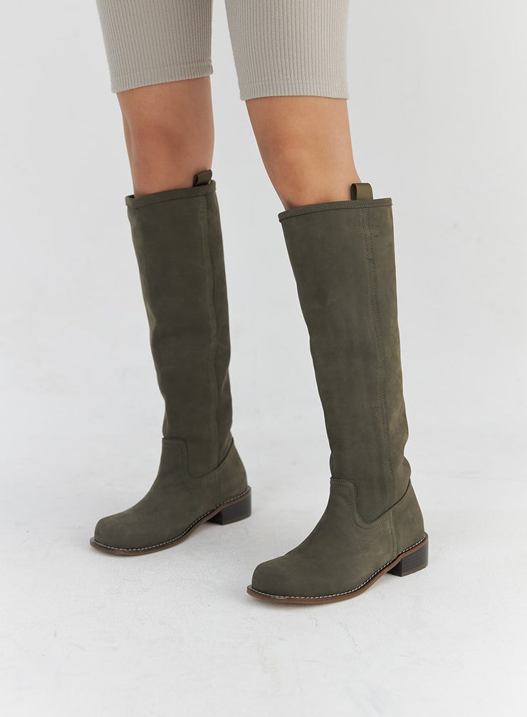 chic-leather-boots-cs321 / Dark green