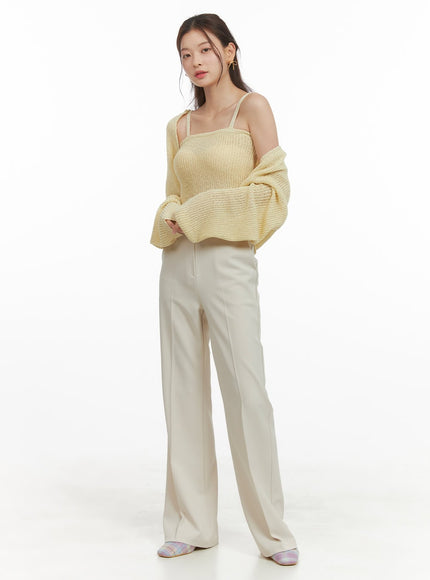 solid-bootcut-trousers-oy421 / Light beige