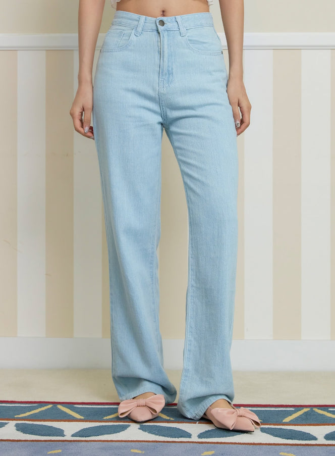 solid-straight-jeans-oy427 / Light blue