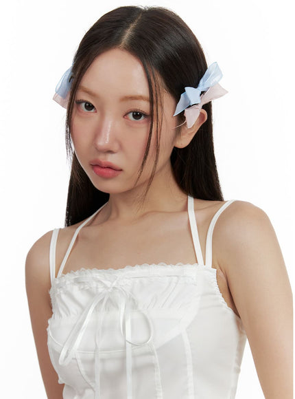 ribbon-hair-pin-ol401 / Light blue