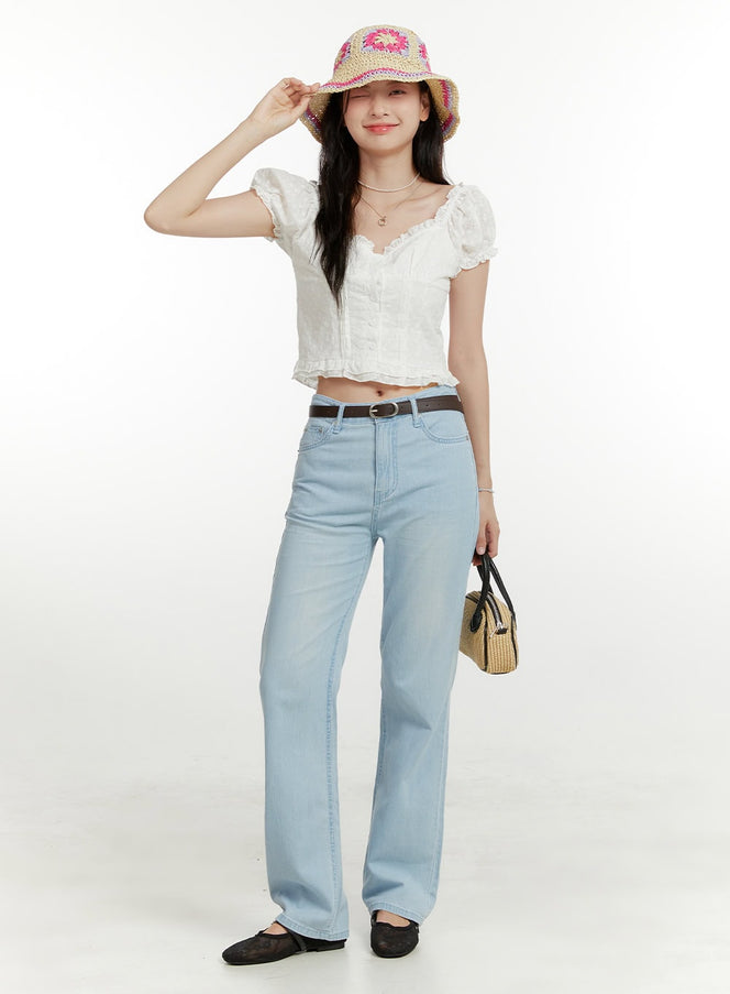 light-washed-straight-jeans-ou418 / Light blue