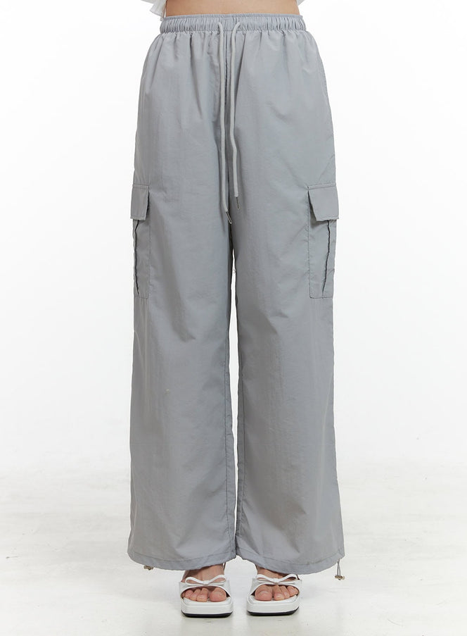 nylon-cargo-pocket-string-pants-ol411 / Light blue