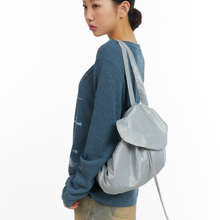 nylon-flap-backpack-cm422 / Light gray