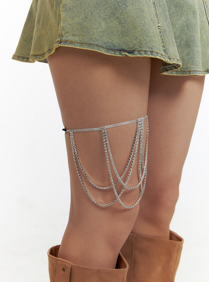 rhinestone-tight-chain-ou404 / Light gray