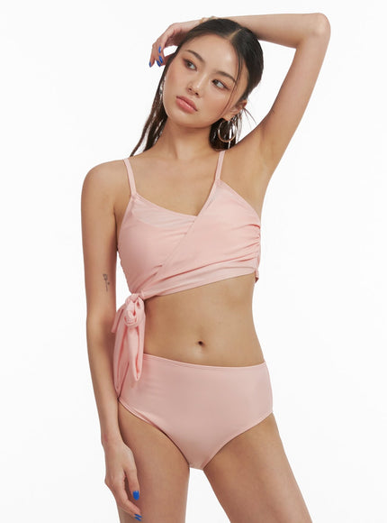 wrapped-ribbon-bikini-top-set-pink-oy408 / Pink