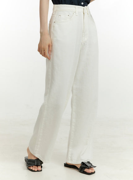 solid-cotton-wide-leg-pants-ou428 / White