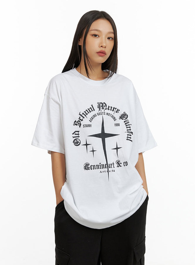 cotton-graphic-oversize-tee-il409 / White