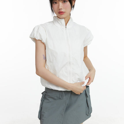 puff-sleeve-short-sleeve-jacket-cl403 / White