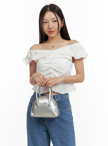 ruffle-off-shoulder-crop-blouse-ou407 / White