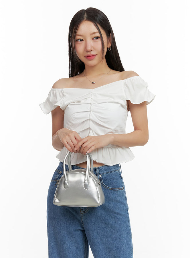 ruffle-off-shoulder-crop-blouse-ou407 / White