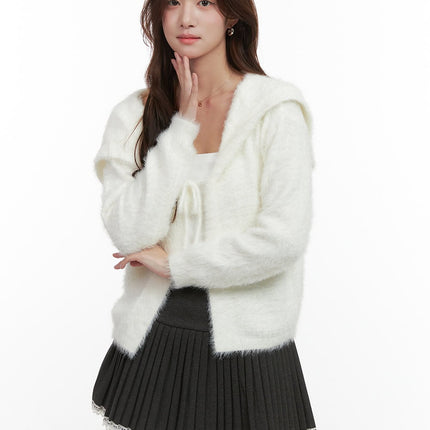 cozy-string-solid-cardigan-oo421 / White