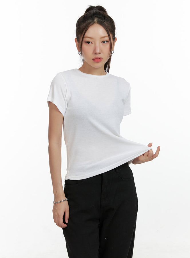 solid-short-sleeve-t-shirt-ol408 / White