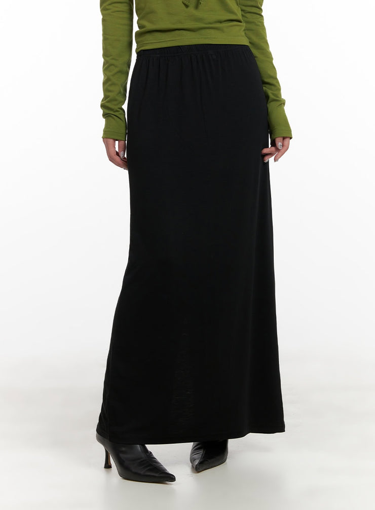 basic-maxi-skirt-cy403 / Black