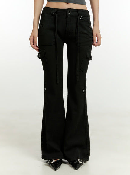 cargo-low-waist-cotton-pants-cl401 / Black