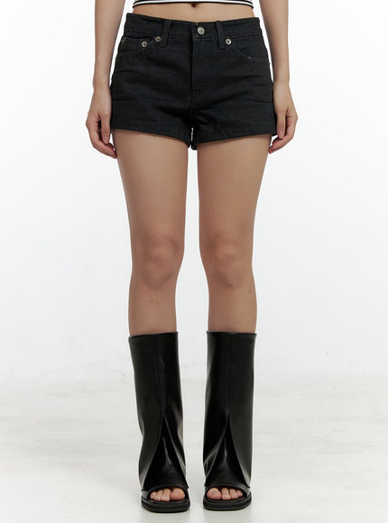 solid-low-rise-denim-shorts-cl410 / Black