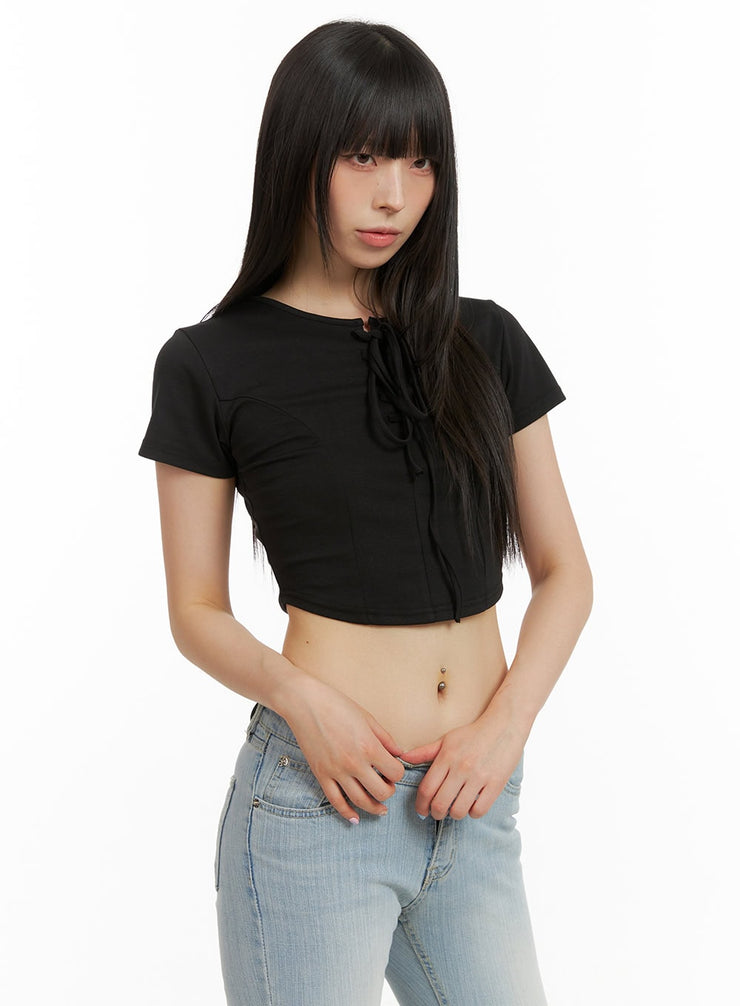 round-neck-solid-crop-tee-cu424 / Black