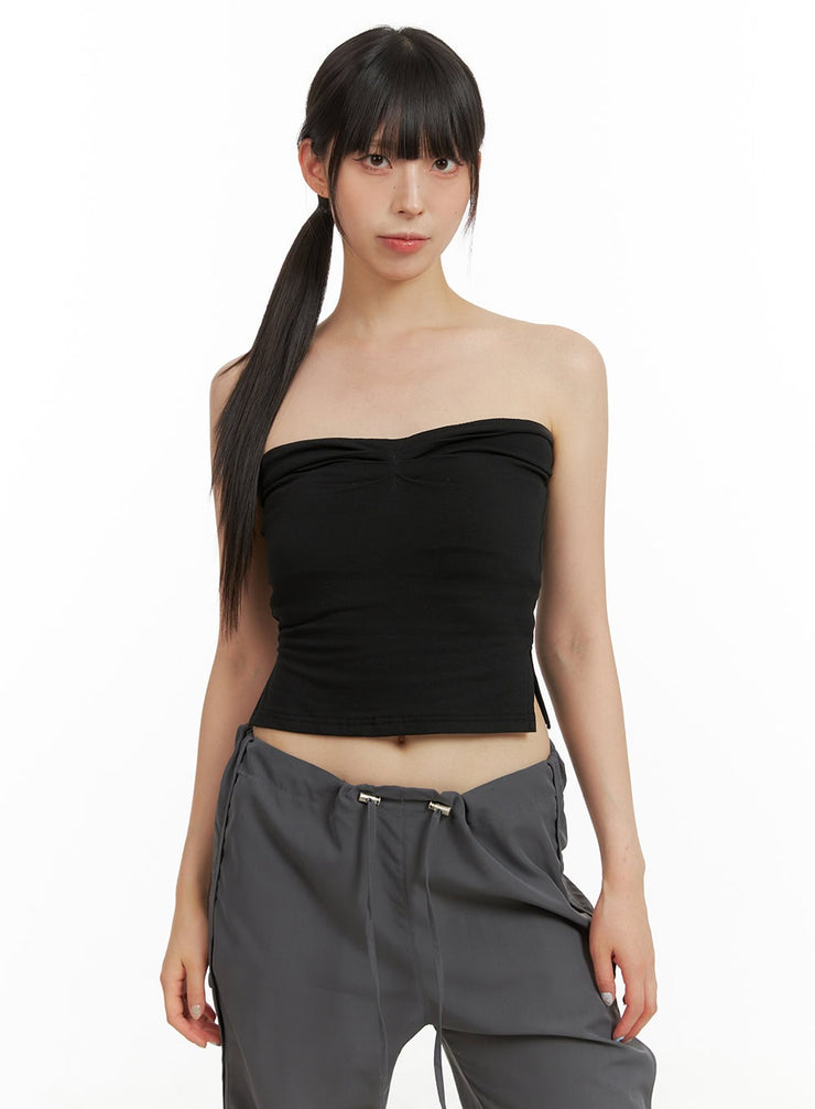 shirred-tube-top-cu424 / Black