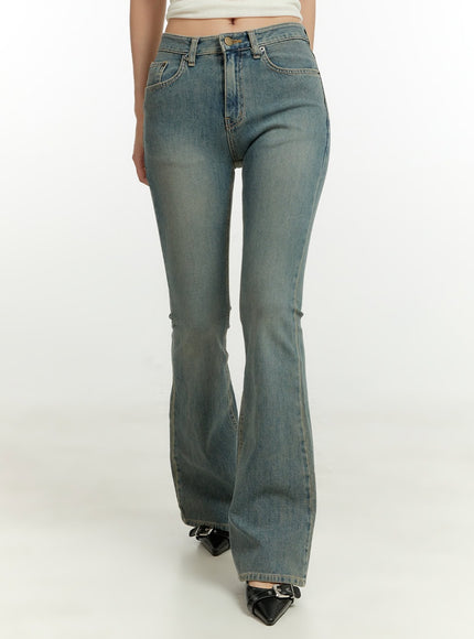 washed-low-rise-bootcut-jeans-cu426 / Blue