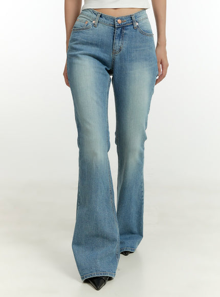 washed-bootcut-jeans-cu428 / Blue