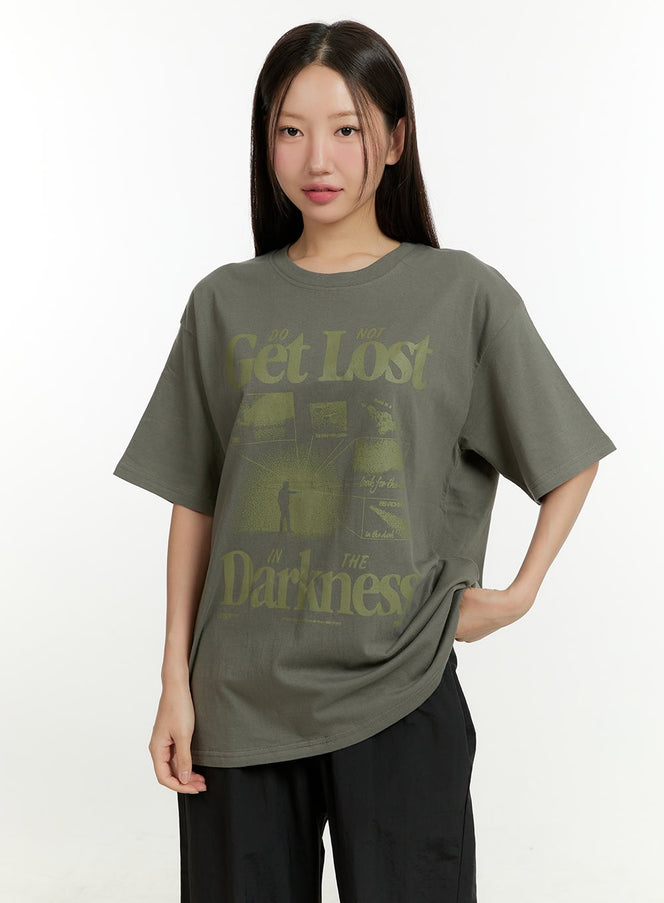 round-neck-graphic-tee-cl401 / Dark gray