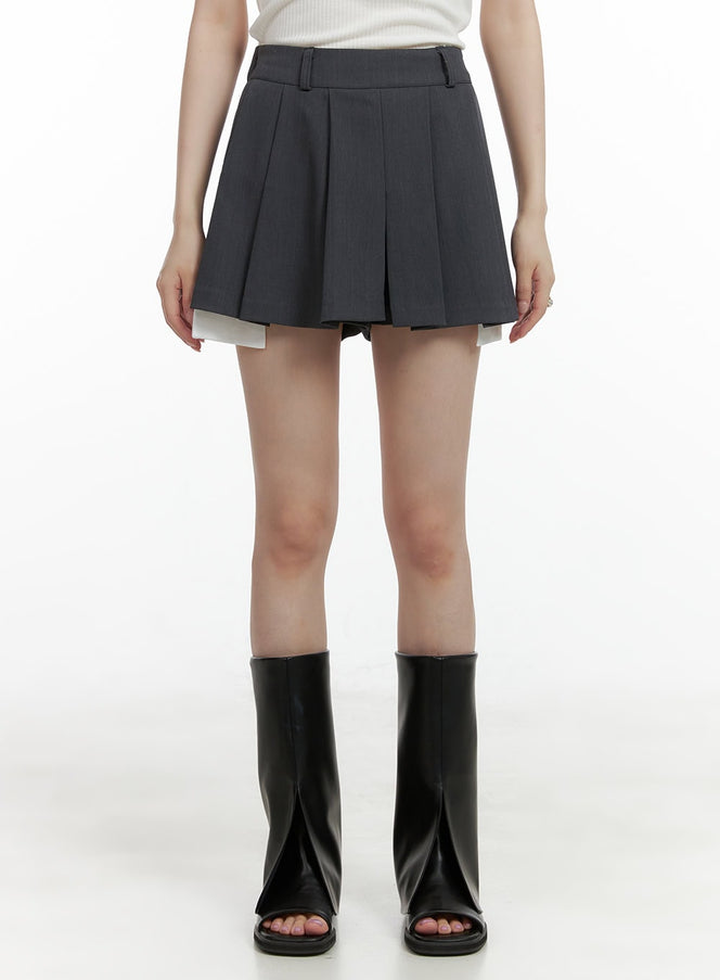 pleated-mini-shorts-cl412 / Dark Gray