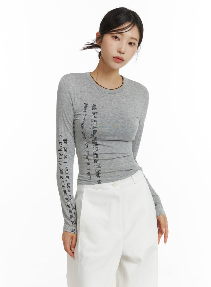 round-neck-slim-fit-crop-tee-cj431 / Gray