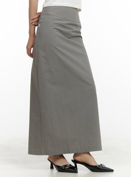 cotton-slit-maxi-skirt-cu405 / Gray