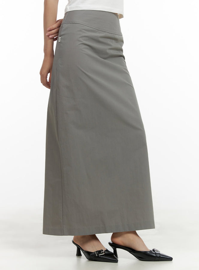 cotton-slit-maxi-skirt-cu405 / Gray