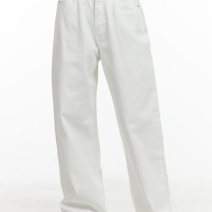 cotton-wide-fit-solid-pants-cl412 / Light beige