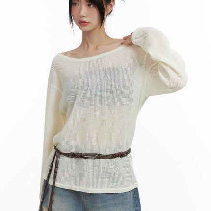 sheer-bliss-off-shoulder-sweater-cl412 / Light beige