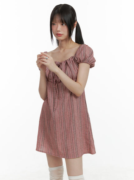 puff-sleeve-mini-dress-cl412 / Pink