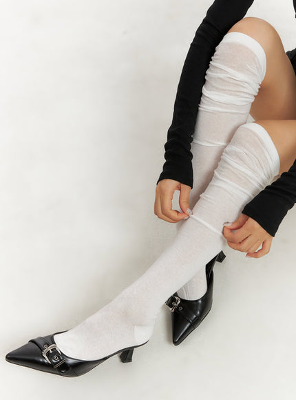 cotton-soft-solid-long-socks-cy403 / White