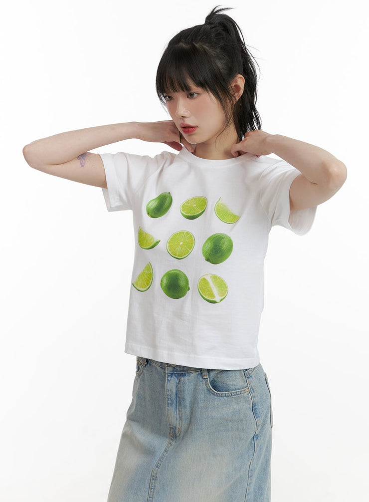 lemon-lime-crop-tee-cu410 / White