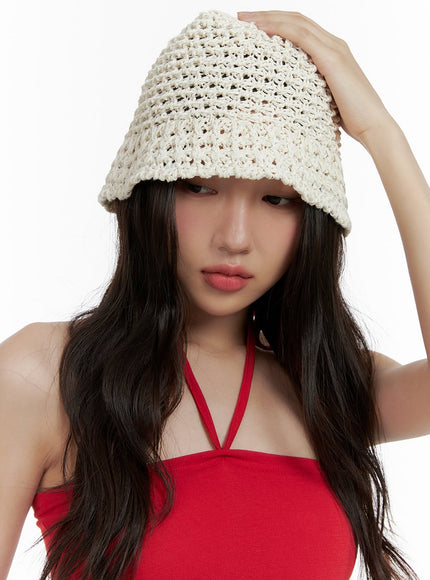 crochet-bucket-hat-cl410 / White